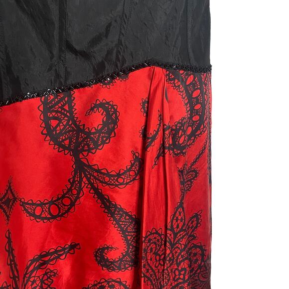 Jovani 100% Silk Sweetheart Strapless Dress Red & Black Women's Plus Size 18 - Picture 6 of 8